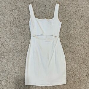 White cutout denim dress
